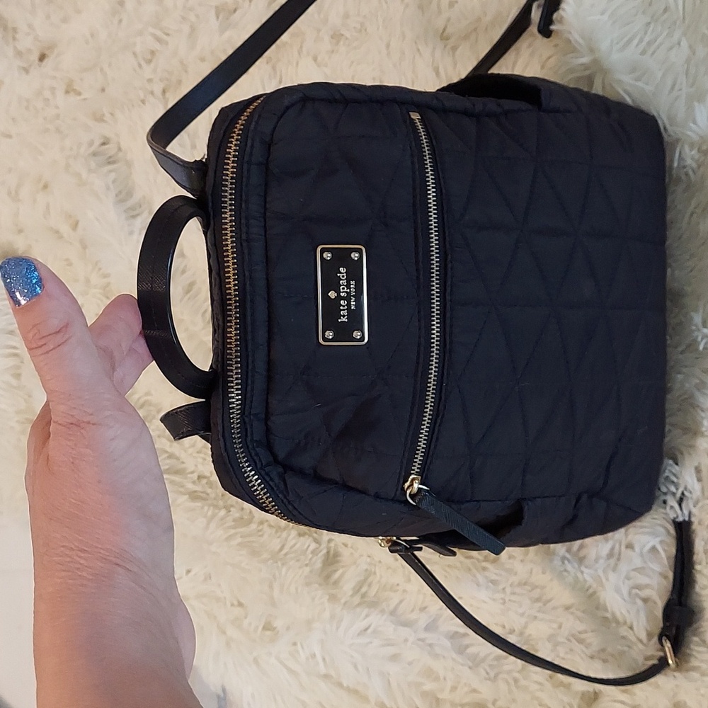 Black Kate Spade fabric quilted  backpack